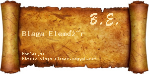 Blaga Elemér névjegykártya